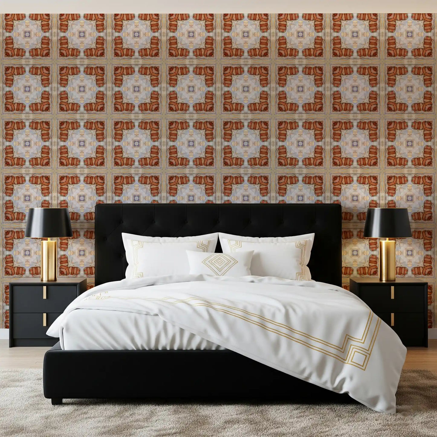 Aged Masonry Geometric Mosaic Wallpaper⁠