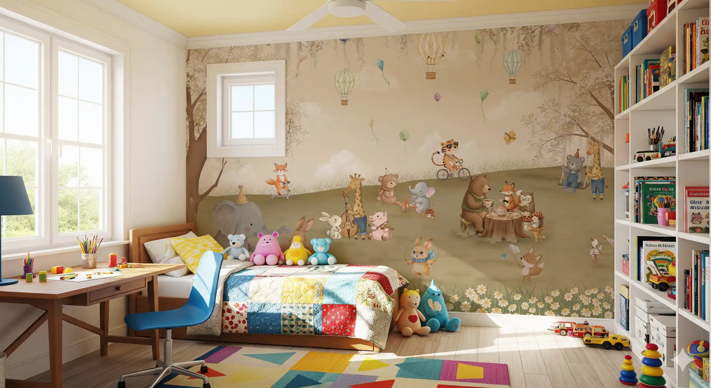 Forest Friends Tea Party Meadow Wall Mural