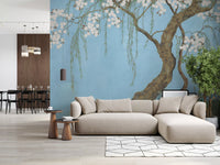 Serene Cherry Blossom Willow Wall Mural