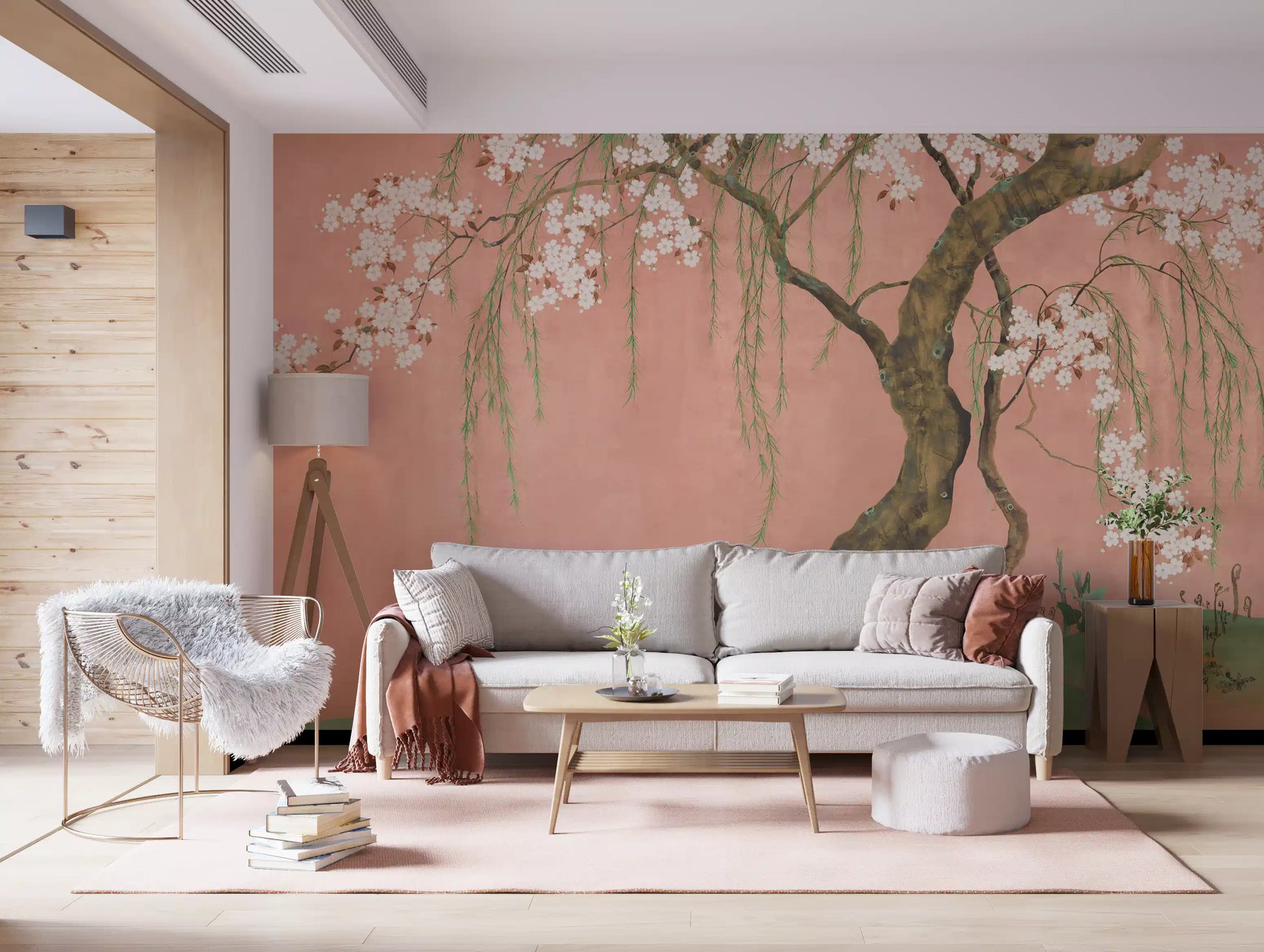 Blossoming Willow Sakura Landscape Wall Mural