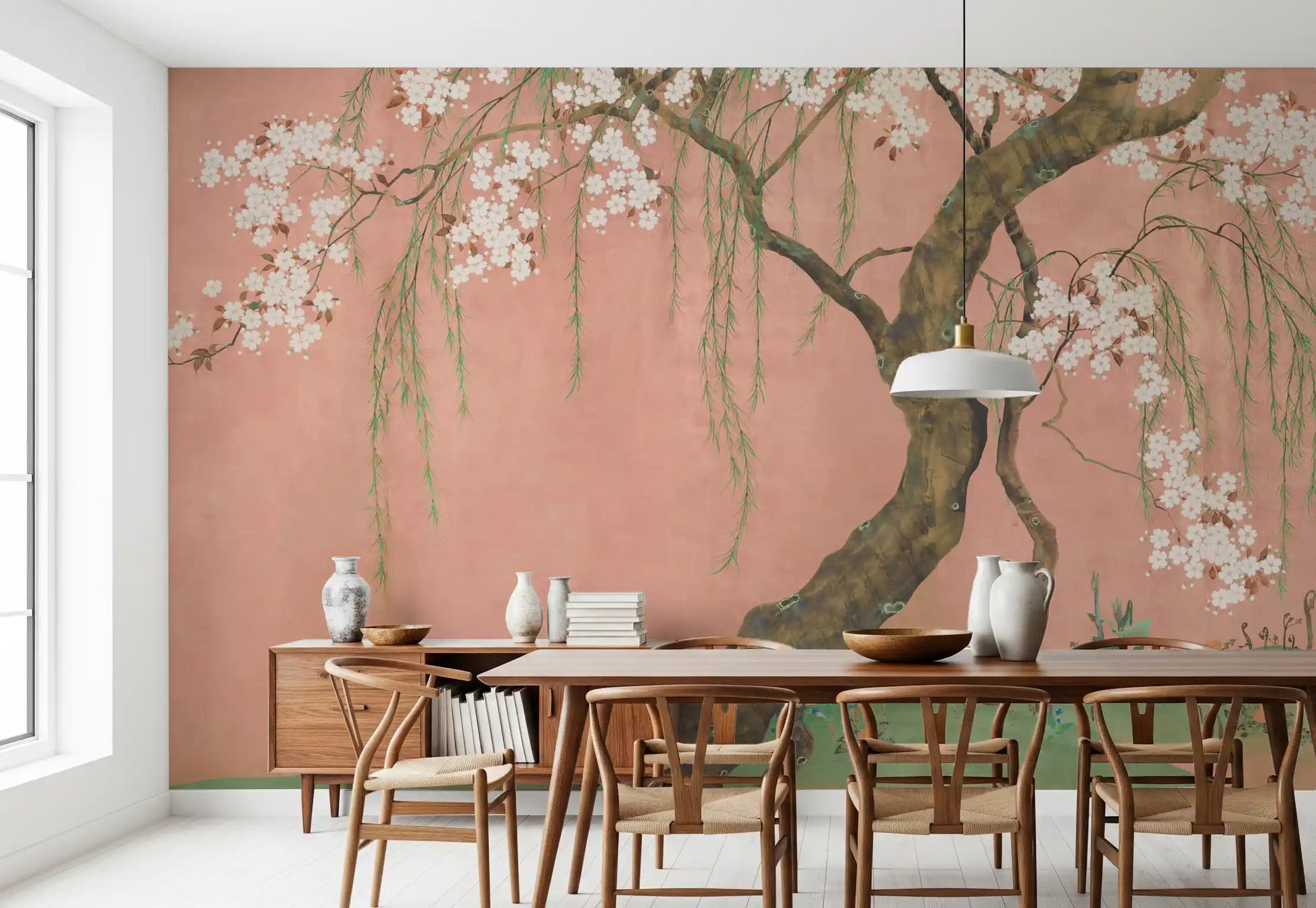 Blossoming Willow Sakura Landscape Wall Mural