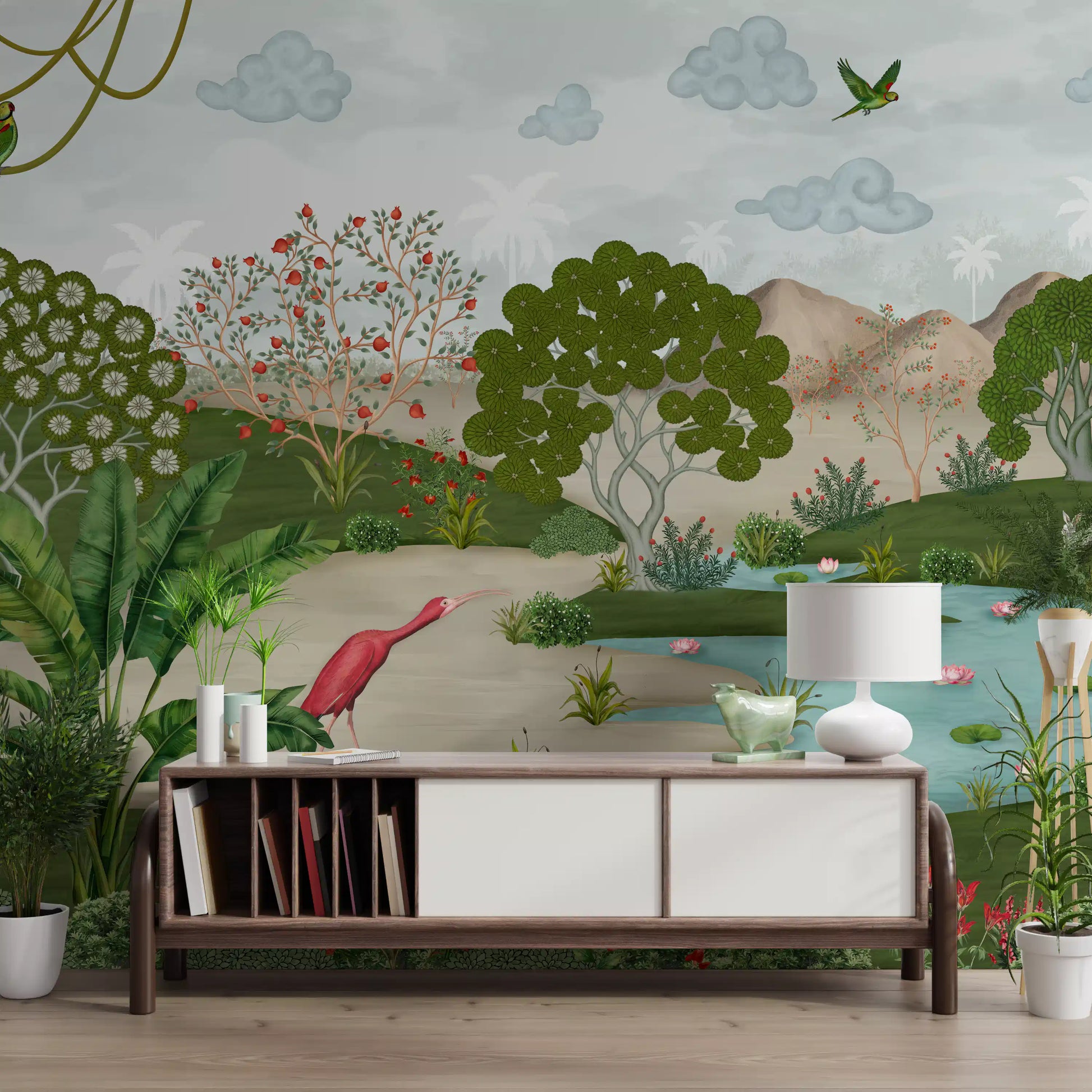 Enchanted Riverbank Flora Wall Mural
