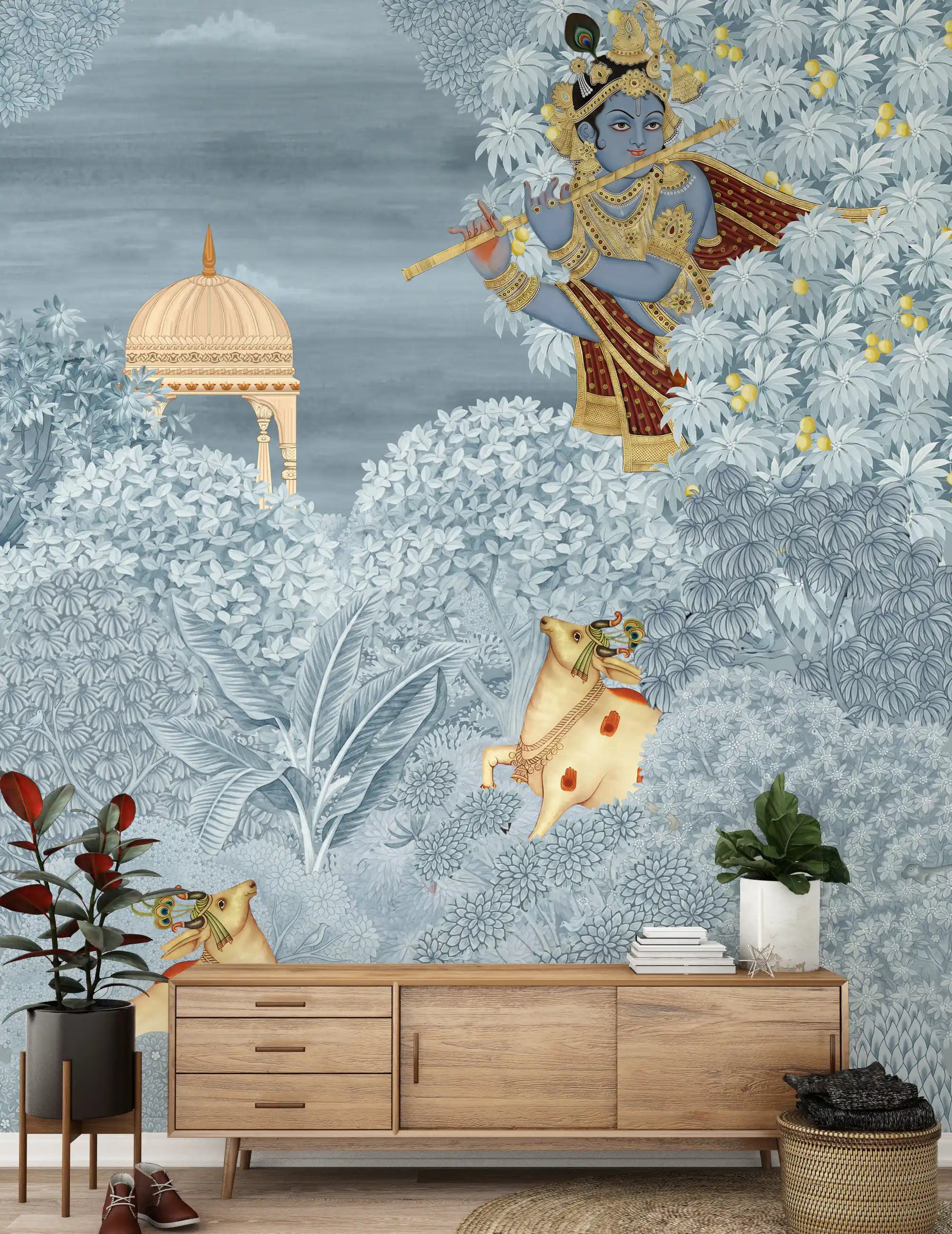 Krishna Enchanted Forest Wall Mural
