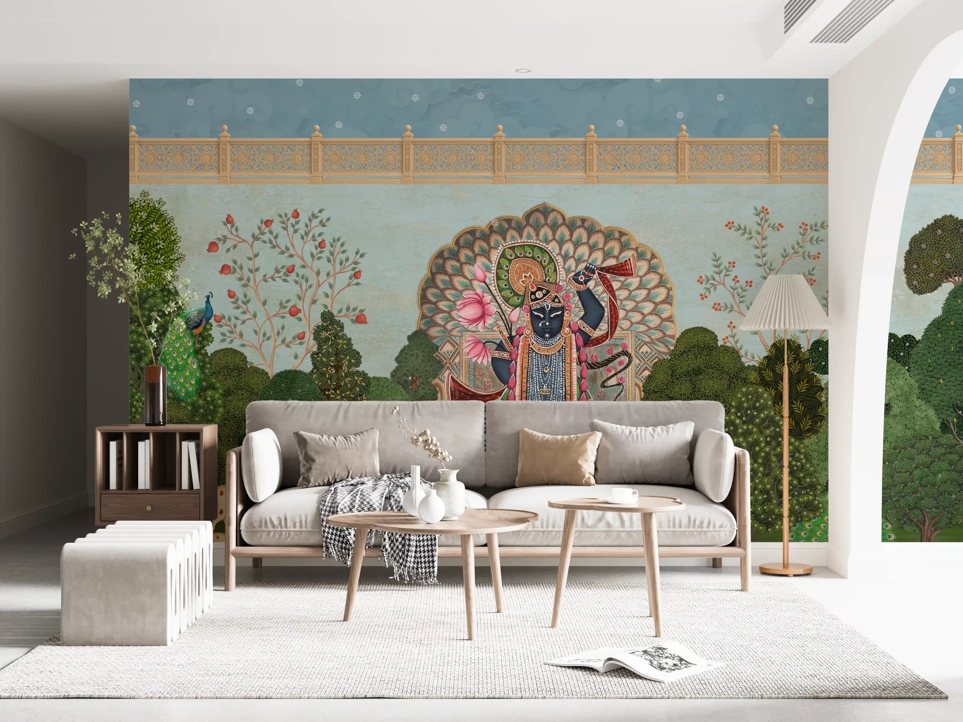 Krishna Divine Garden Landscape Wall Mural