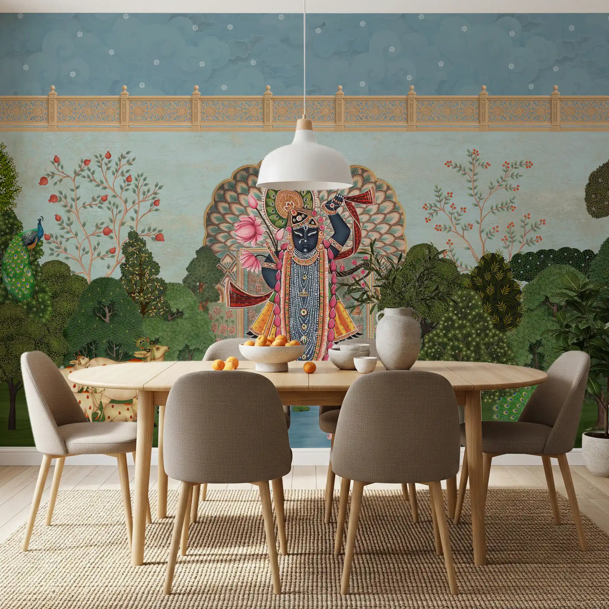 Krishna Divine Garden Landscape Wall Mural
