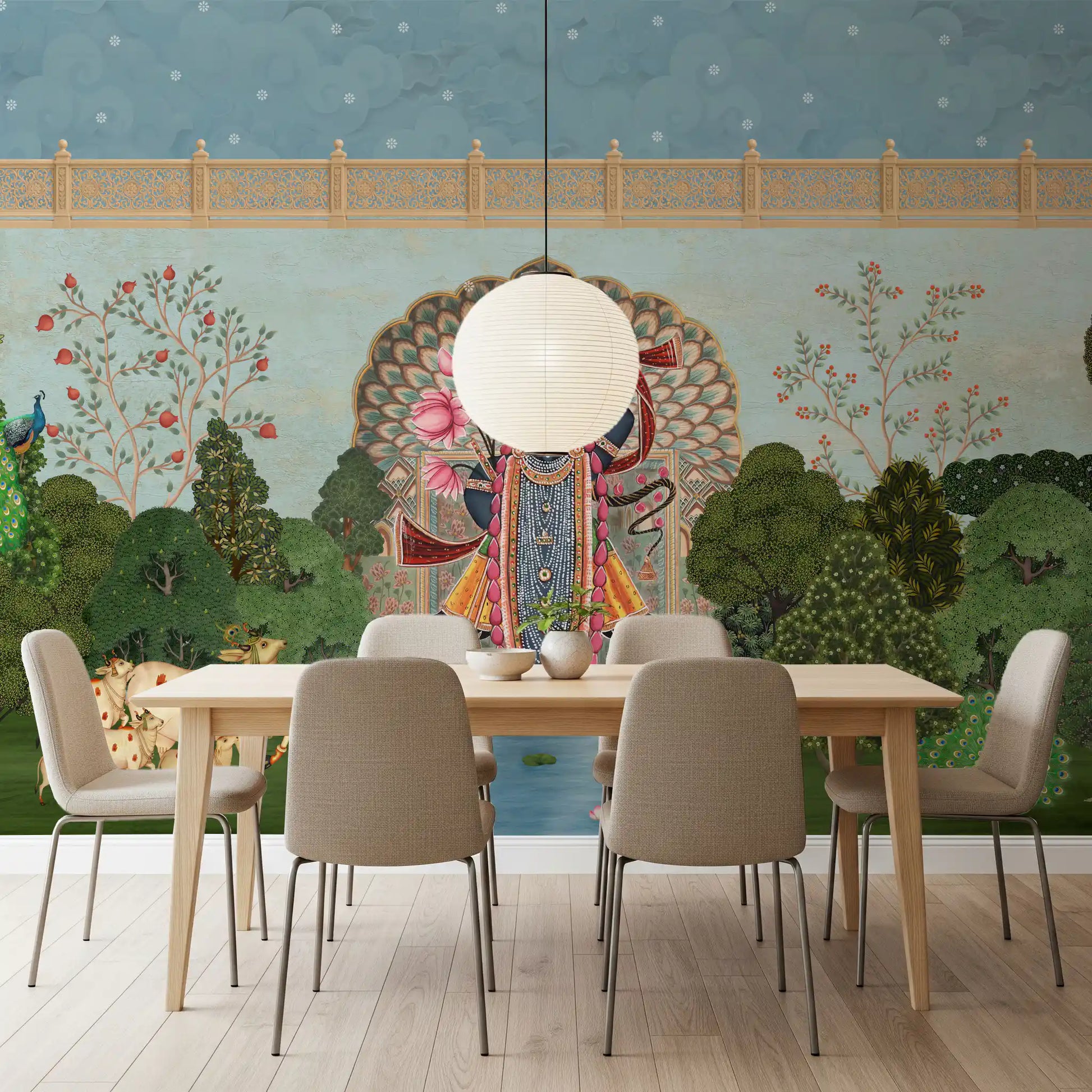 Krishna Divine Garden Landscape Wall Mural