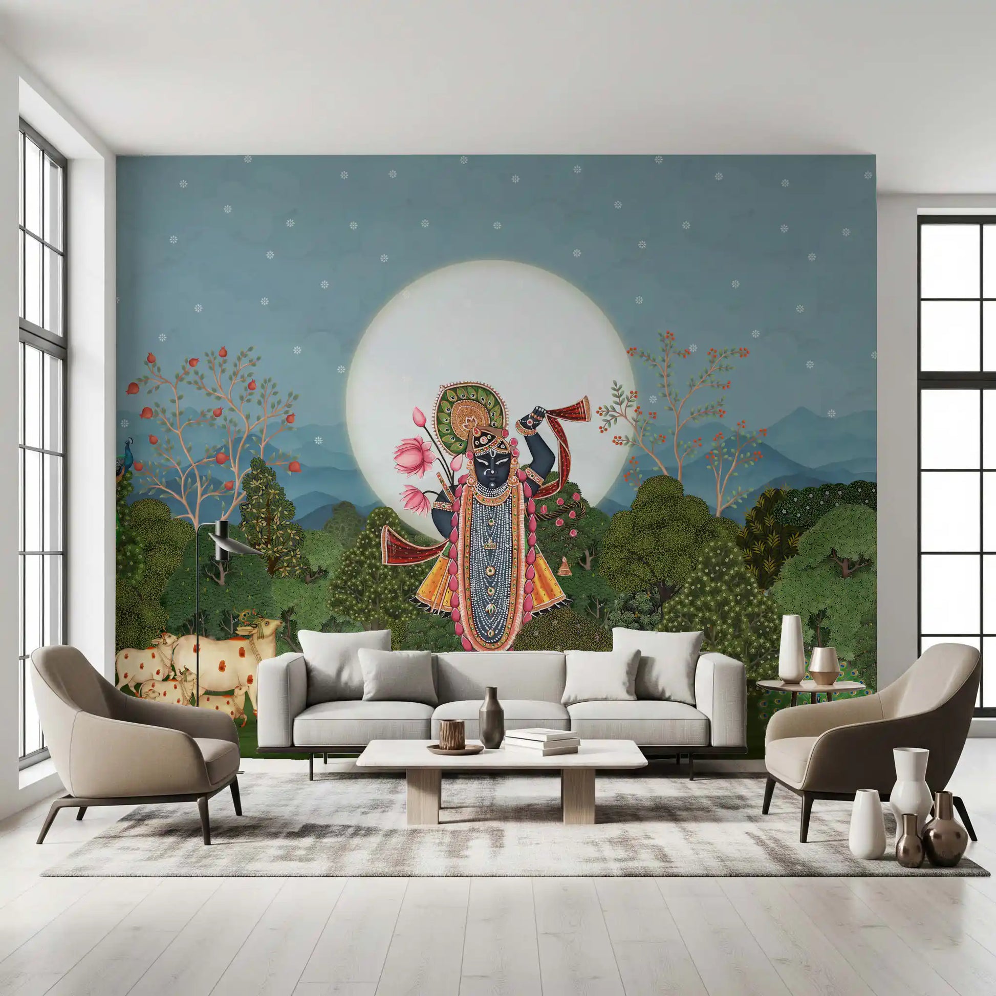 Divine Moonlight Forest Garden Wall Mural