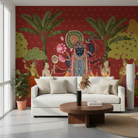 Krishna and Gopis Traditional Indian Art Wall Mural