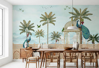 Exotic Mughal Pavilion and Peacocks Wall Mural