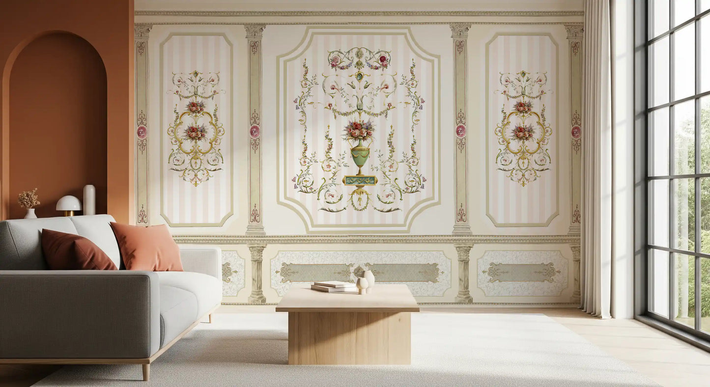 Regal Botanical Urn Motif Wall Mural