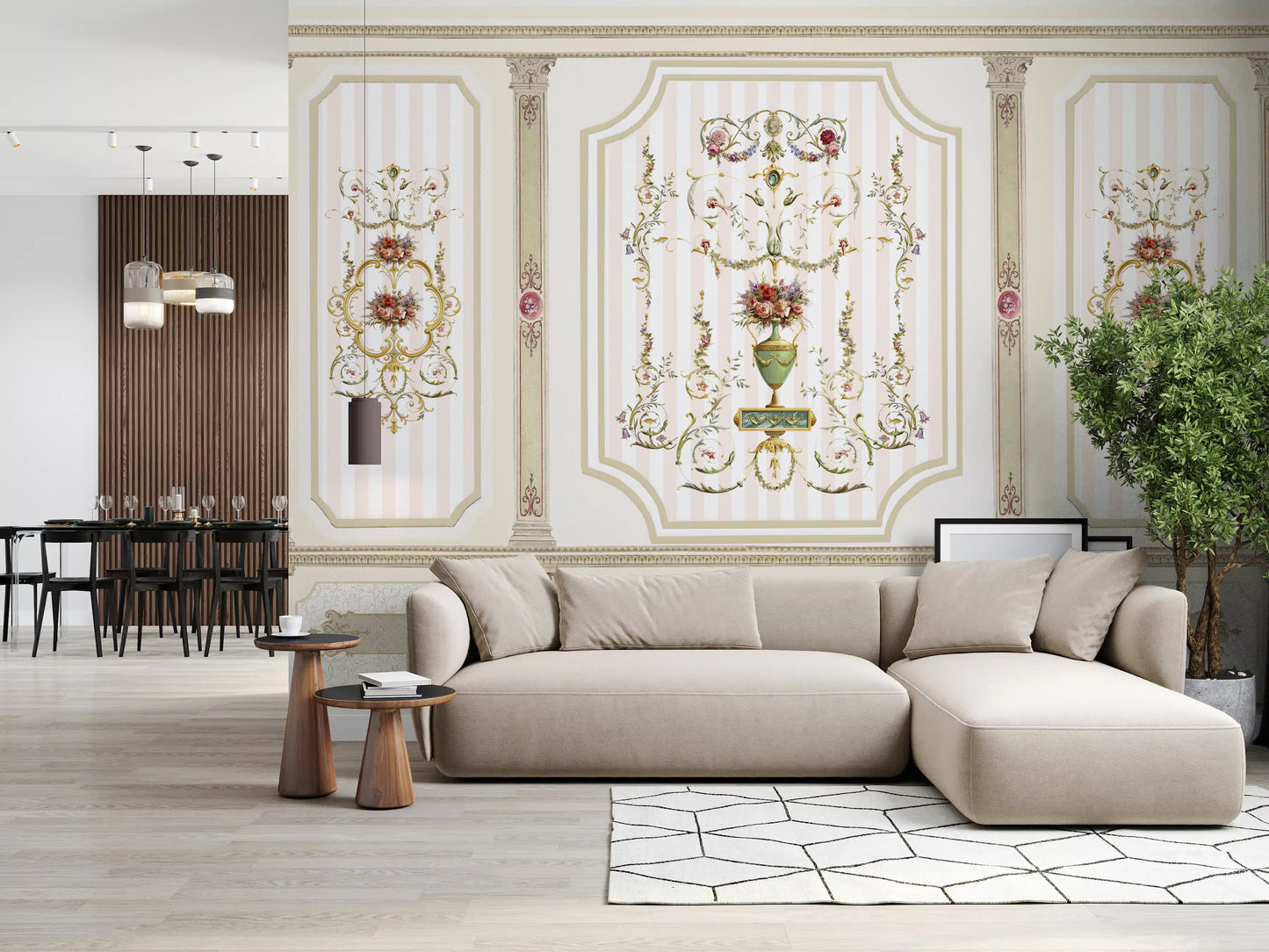 Regal Botanical Urn Motif Wall Mural
