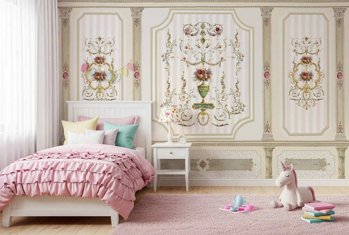 Regal Botanical Urn Motif Wall Mural