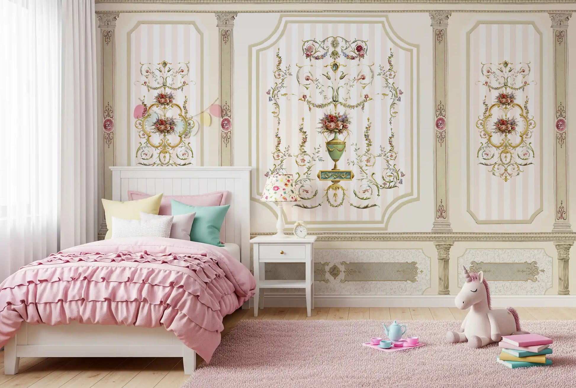 Regal Botanical Urn Motif Wall Mural