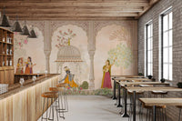 Krishna and Gopis Traditional Indian Court Scene Wall Mural