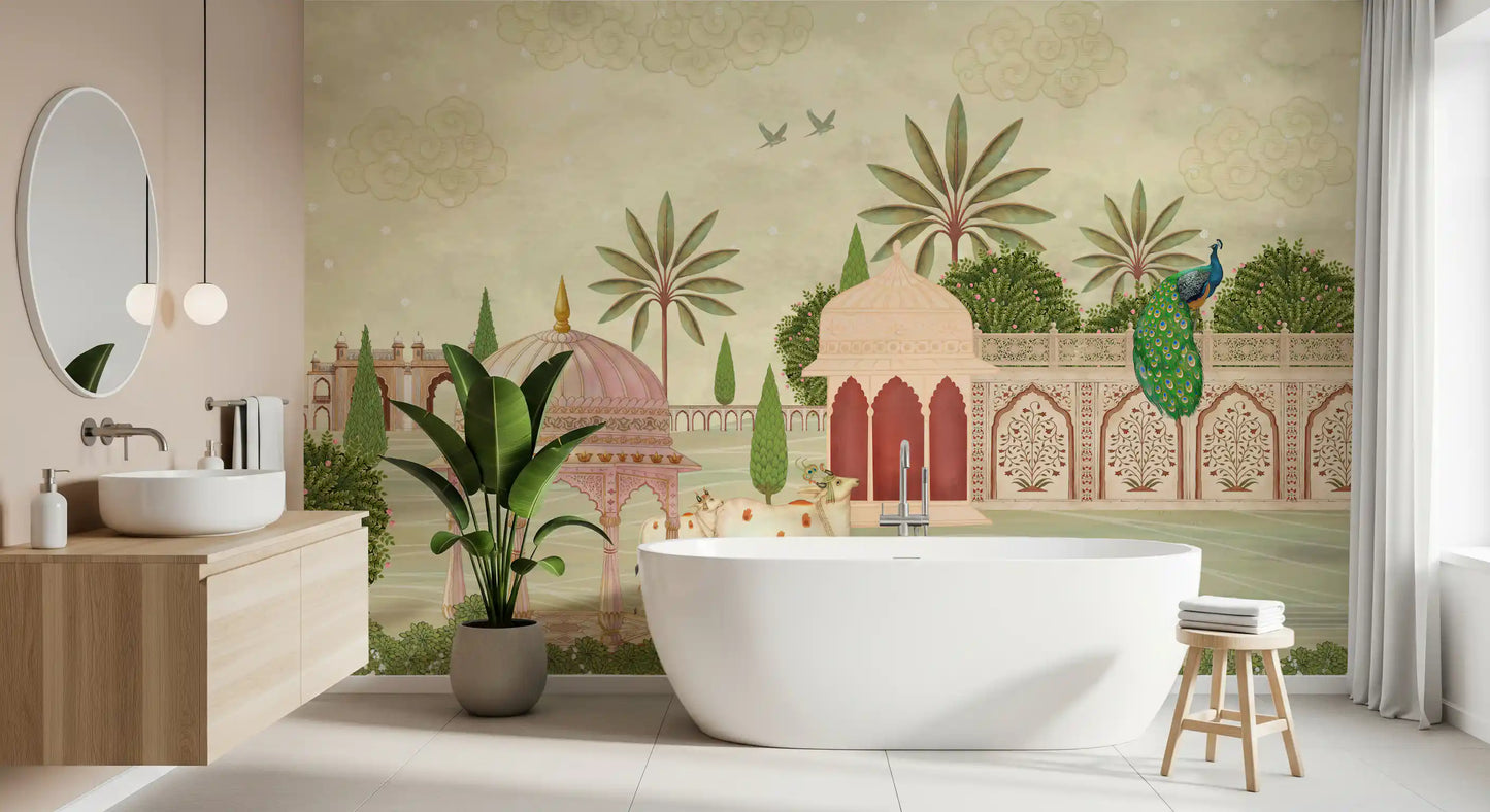 Royal Courtyard Peacock Vista Wall Mural