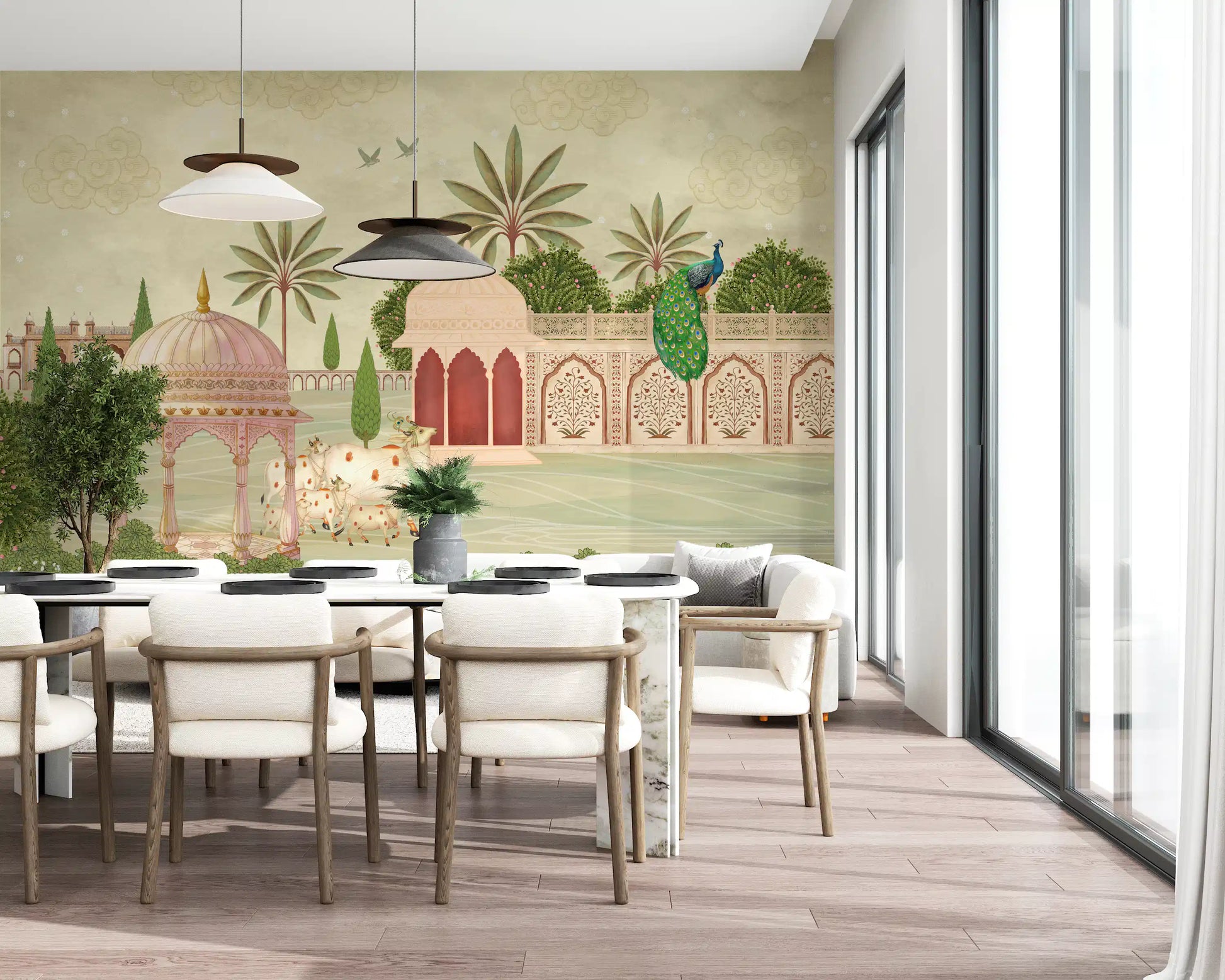 Royal Courtyard Peacock Vista Wall Mural