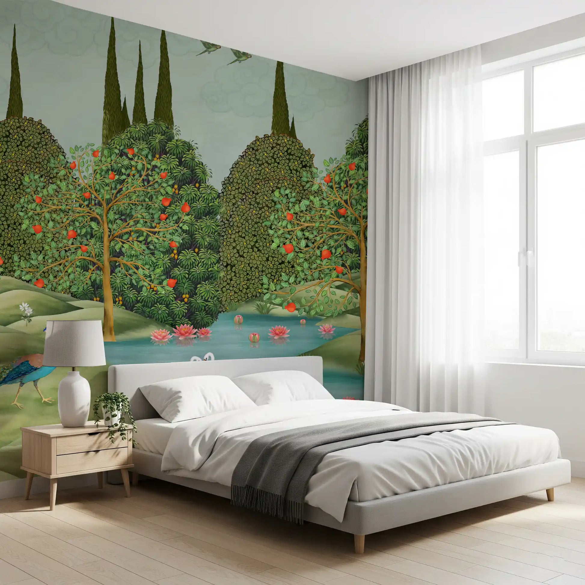 Enchanted Garden Wildlife Scene Wall Mural