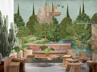 Enchanted Garden Wildlife Scene Wall Mural