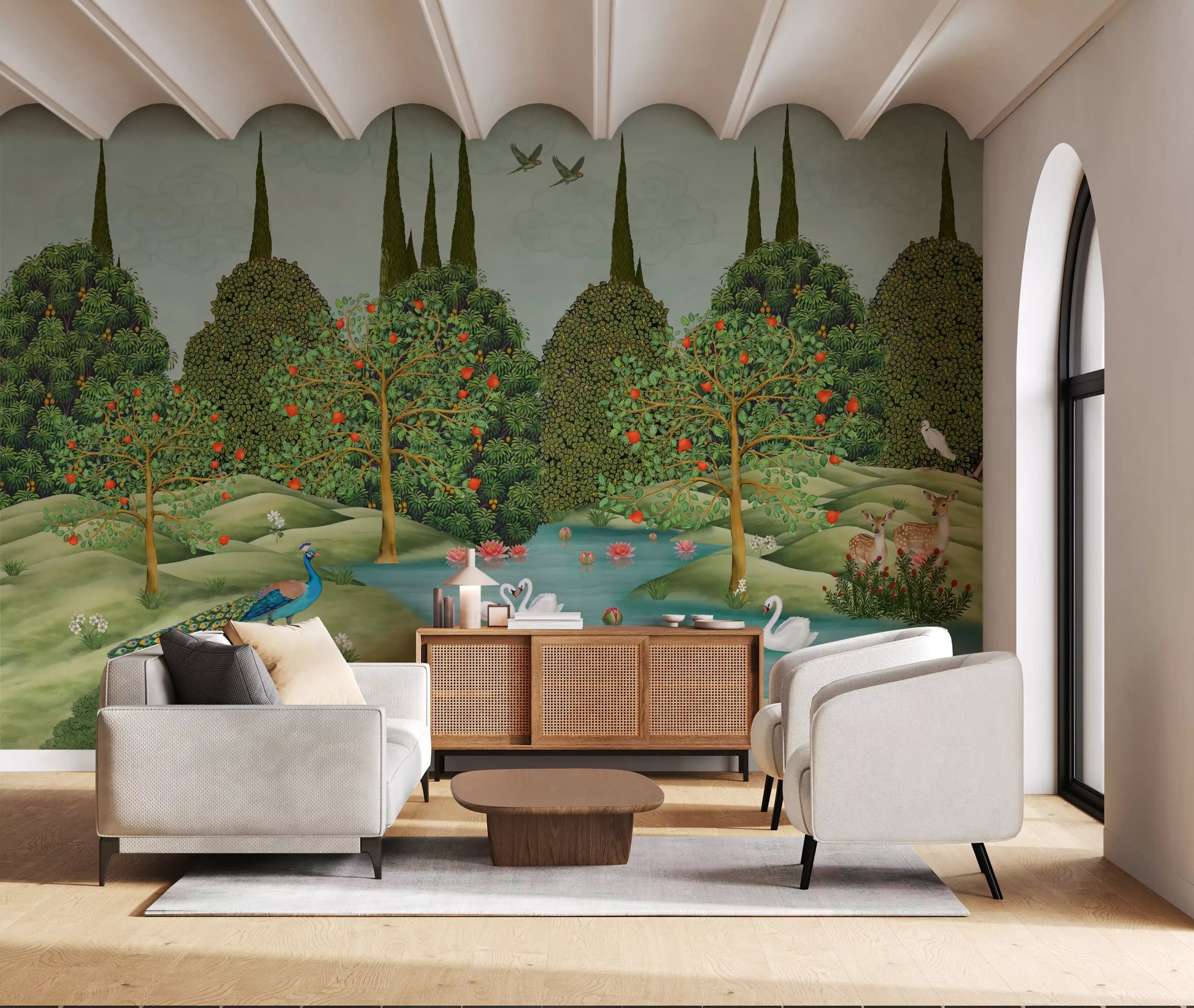 Enchanted Garden Wildlife Scene Wall Mural