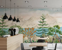 Serene Mountain Orchard Vista Wall Mural