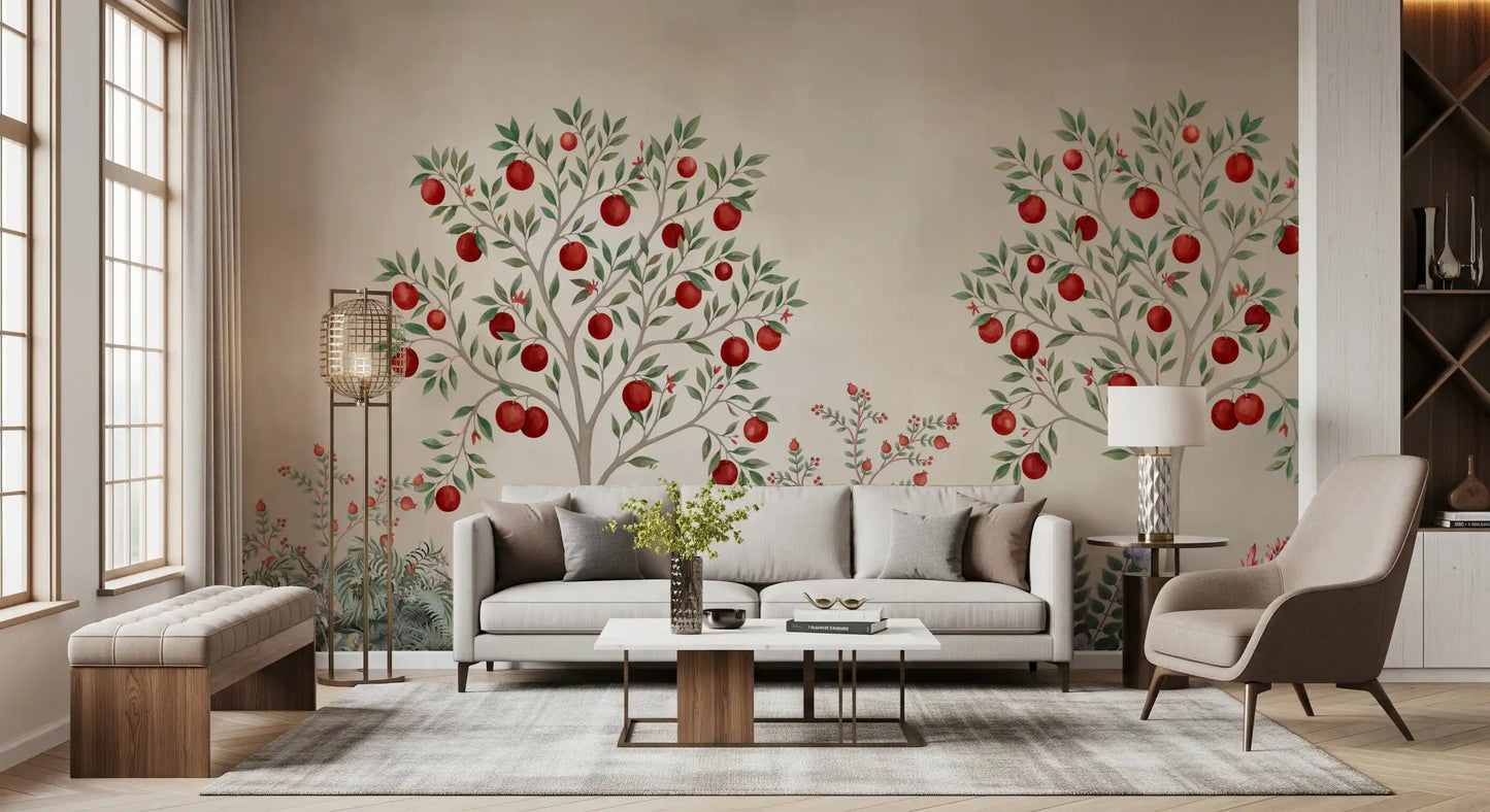 Rustic Fruit Orchard Heritage Print Wall Mural