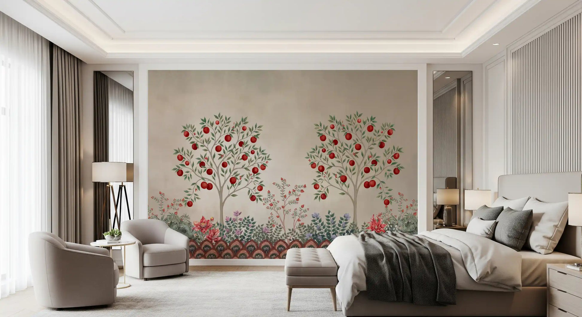 Rustic Fruit Orchard Heritage Print Wall Mural