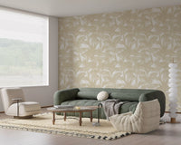 Minimalist frond wallpaper in a living room with green sofa GD12212