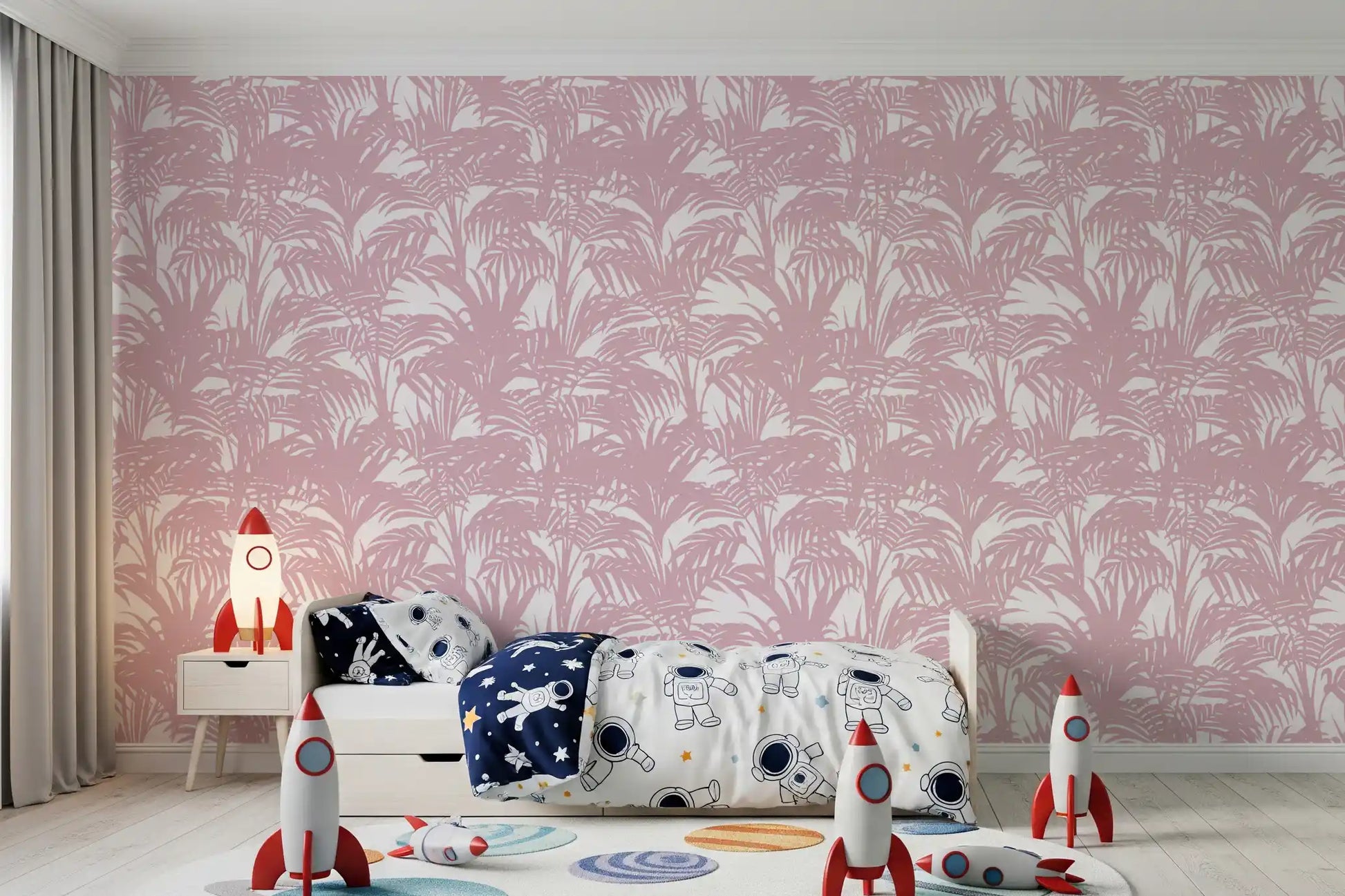 Blush Palm Frond Silhouette Wallpaper⁠