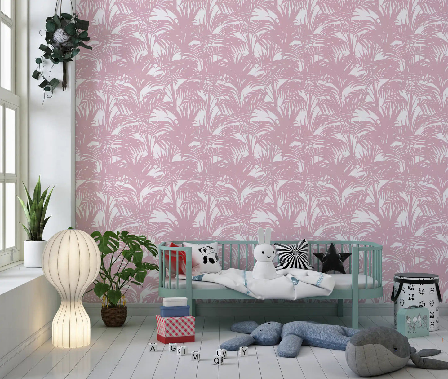 Blush Palm Frond Silhouette Wallpaper⁠