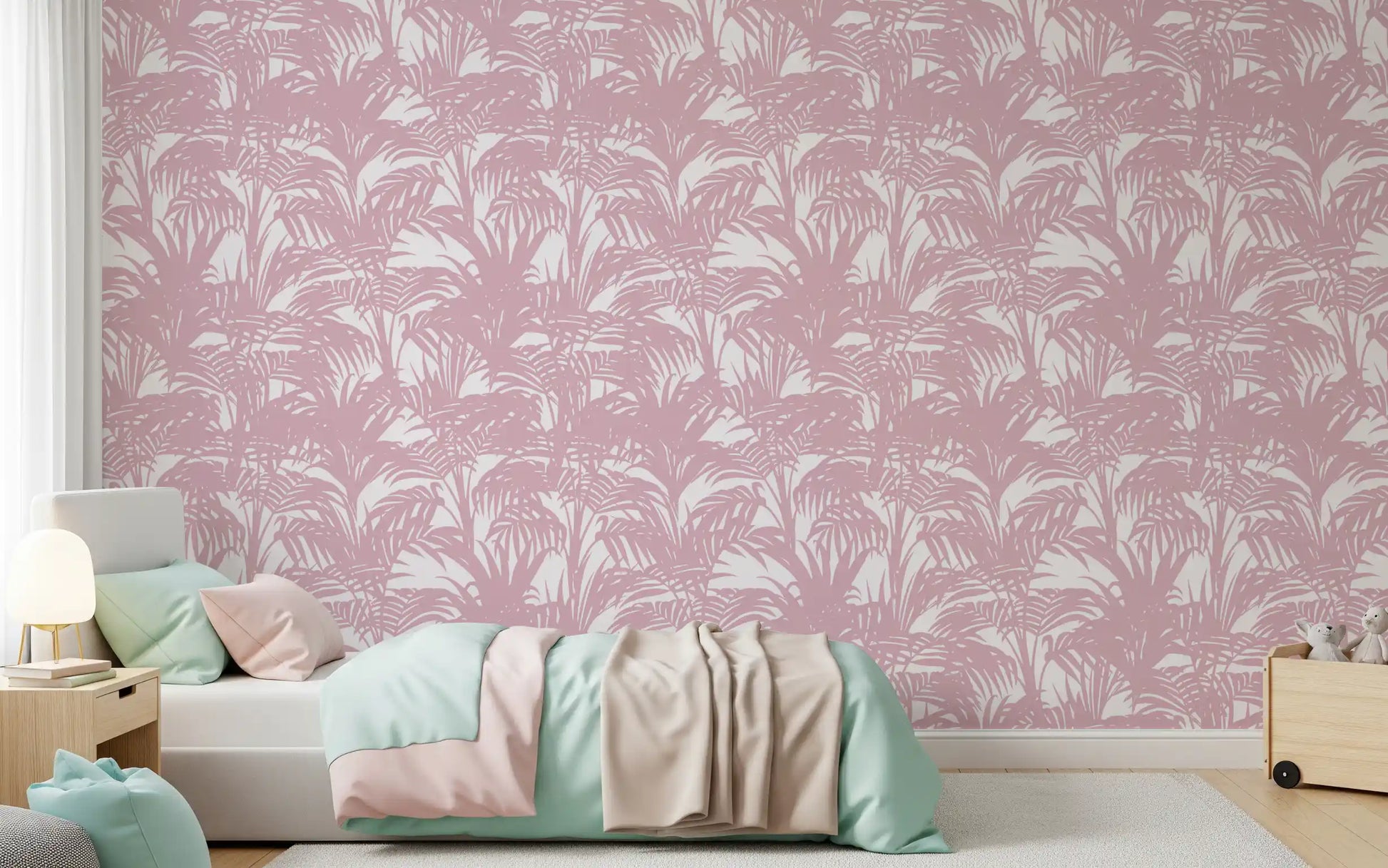 Blush Palm Frond Silhouette Wallpaper⁠