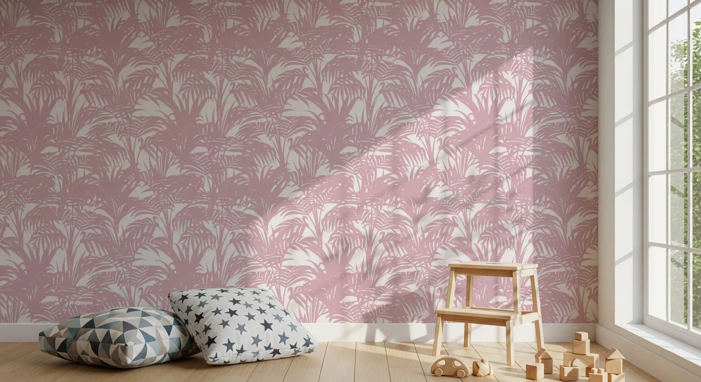 Blush Palm Frond Silhouette Wallpaper⁠