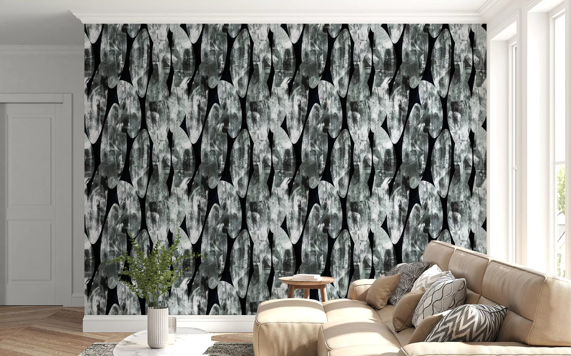 Monochromatic Abstract Brushstroke Wallpaper⁠