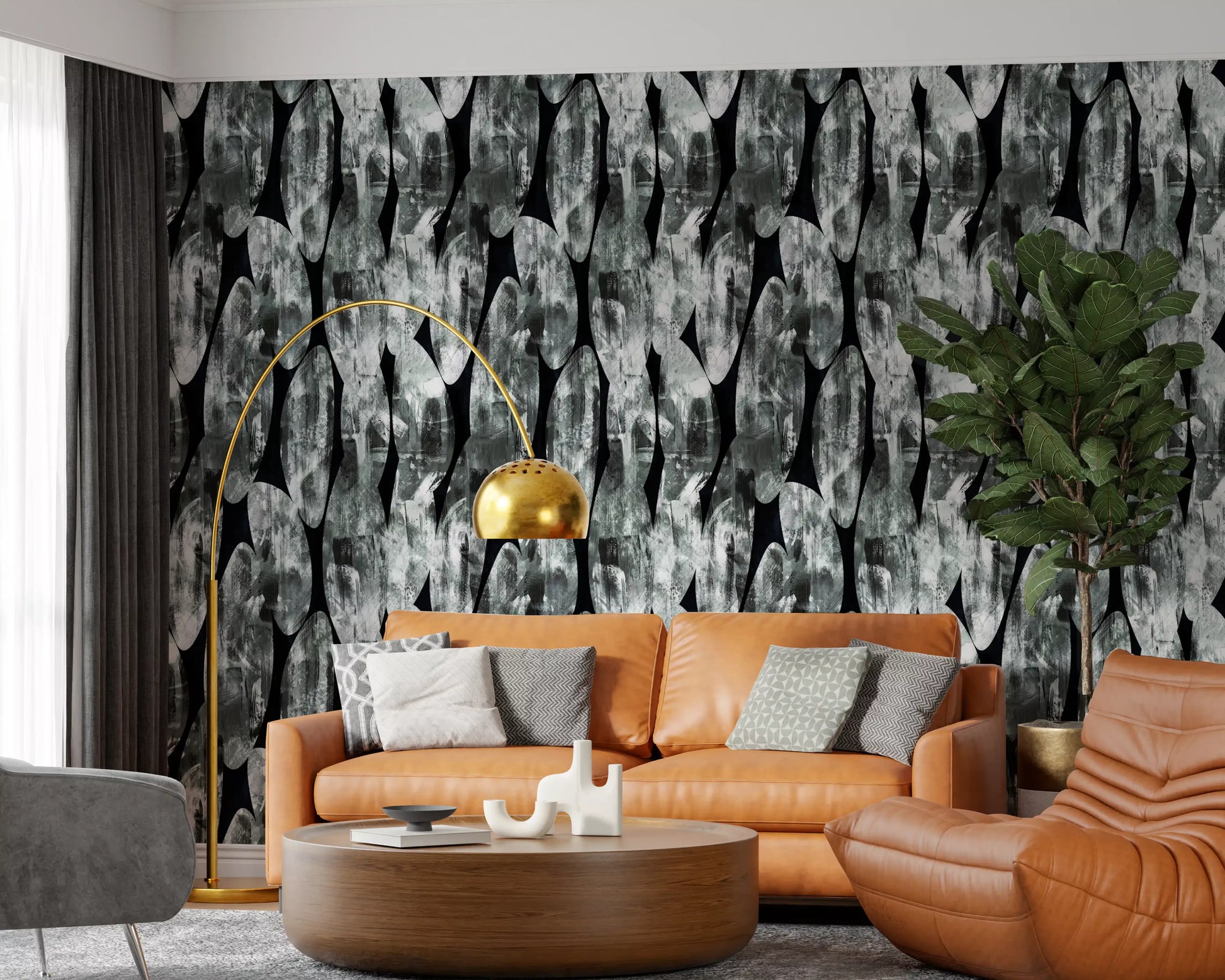 Monochromatic Abstract Brushstroke Wallpaper⁠