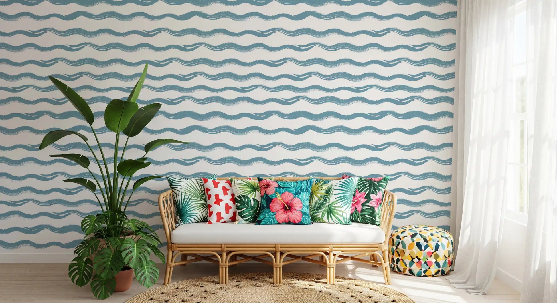 Abstract Ocean Flow Motif Wallpaper⁠