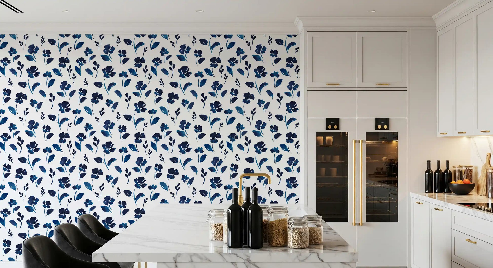 Indigo Ink Botanical Meadow Wallpaper⁠