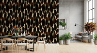 Brown brushstroke wallpaper in an open dining and living space GD12221