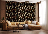 Brown brushstroke wallpaper in a living room with tan leather sofa GD12221
