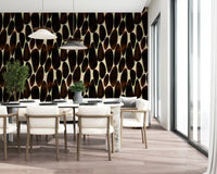 Dark brown wallpaper in a bright dining room by the window GD12221