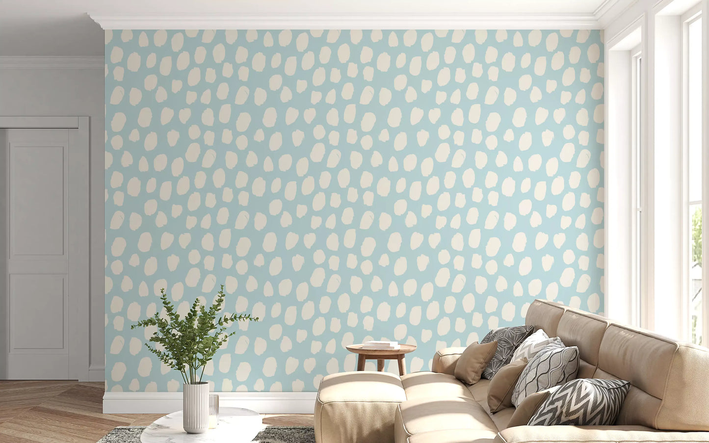 Soft Blue and Cream Dotted Texture Wallpaper⁠