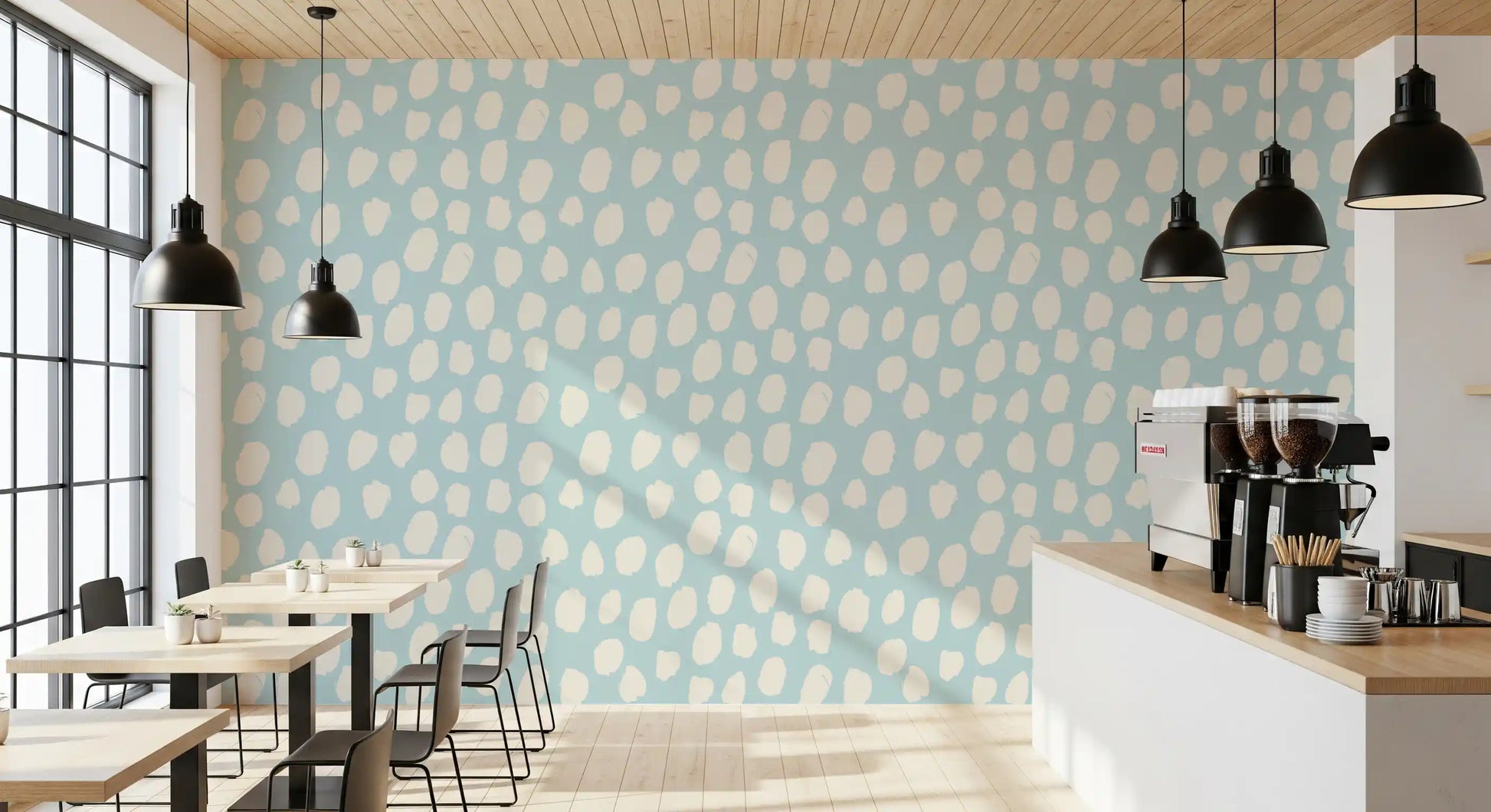Soft Blue and Cream Dotted Texture Wallpaper⁠