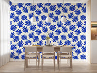 Bold Cobalt Leaf Silhouette Wallpaper⁠