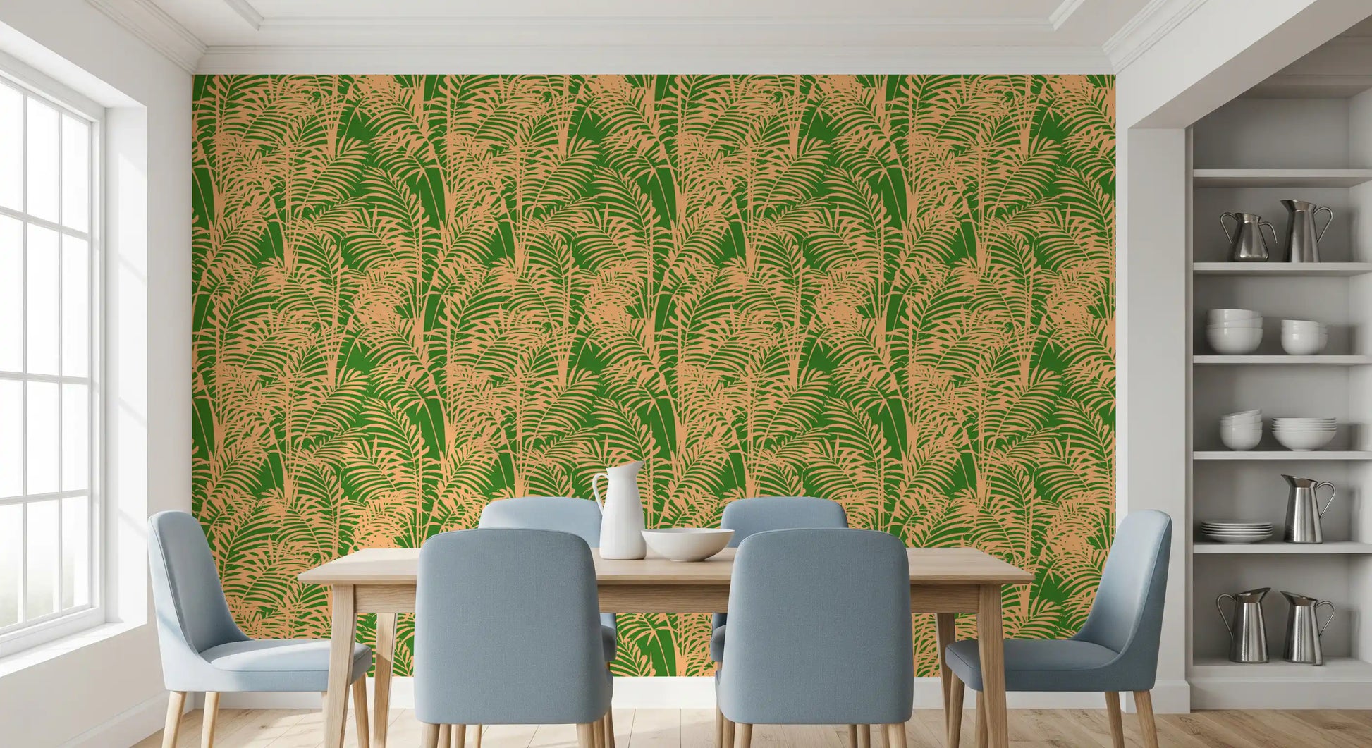 Abstract Tropical Palm Frond Print Wallpaper⁠