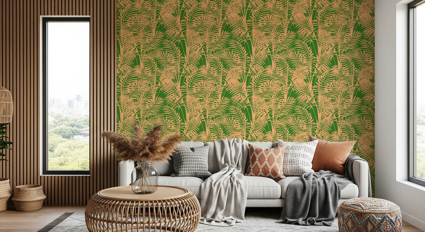 Abstract Tropical Palm Frond Print Wallpaper⁠