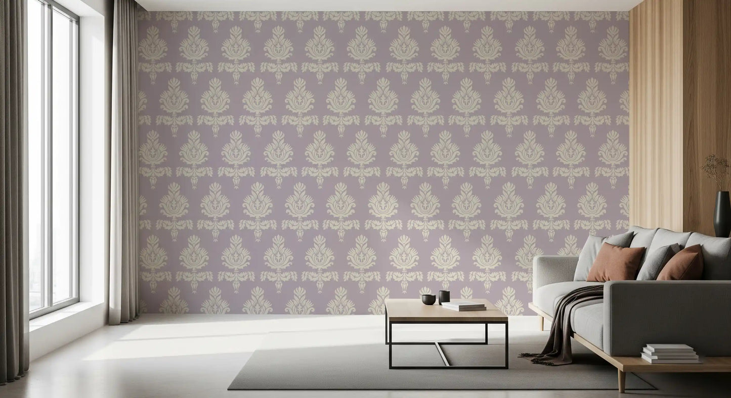Lilac Heritage Damask Motif Wallpaper⁠