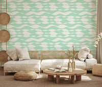 Soft Sage Wavy Linear Pattern Wallpaper⁠
