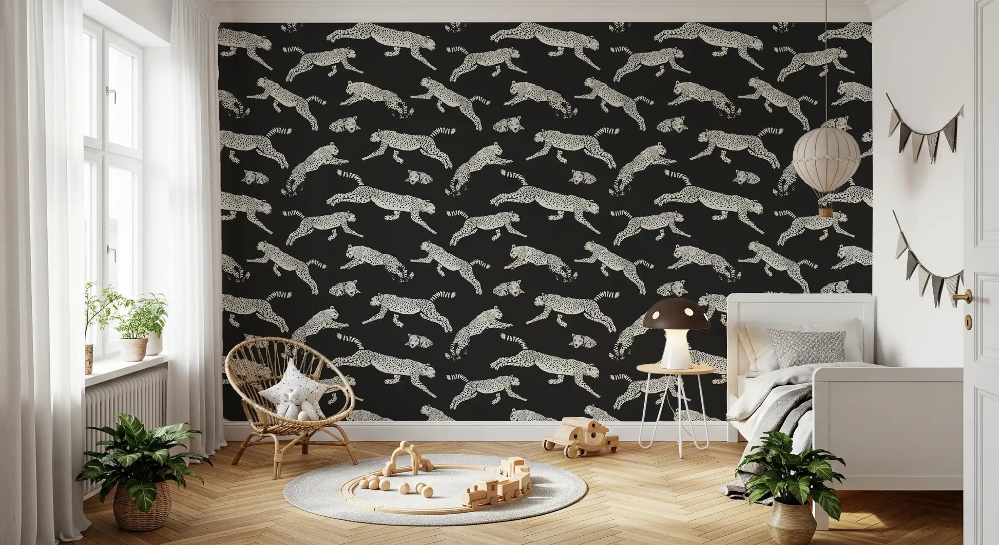 Monochrome Cheetah Motion Pattern Wallpaper⁠