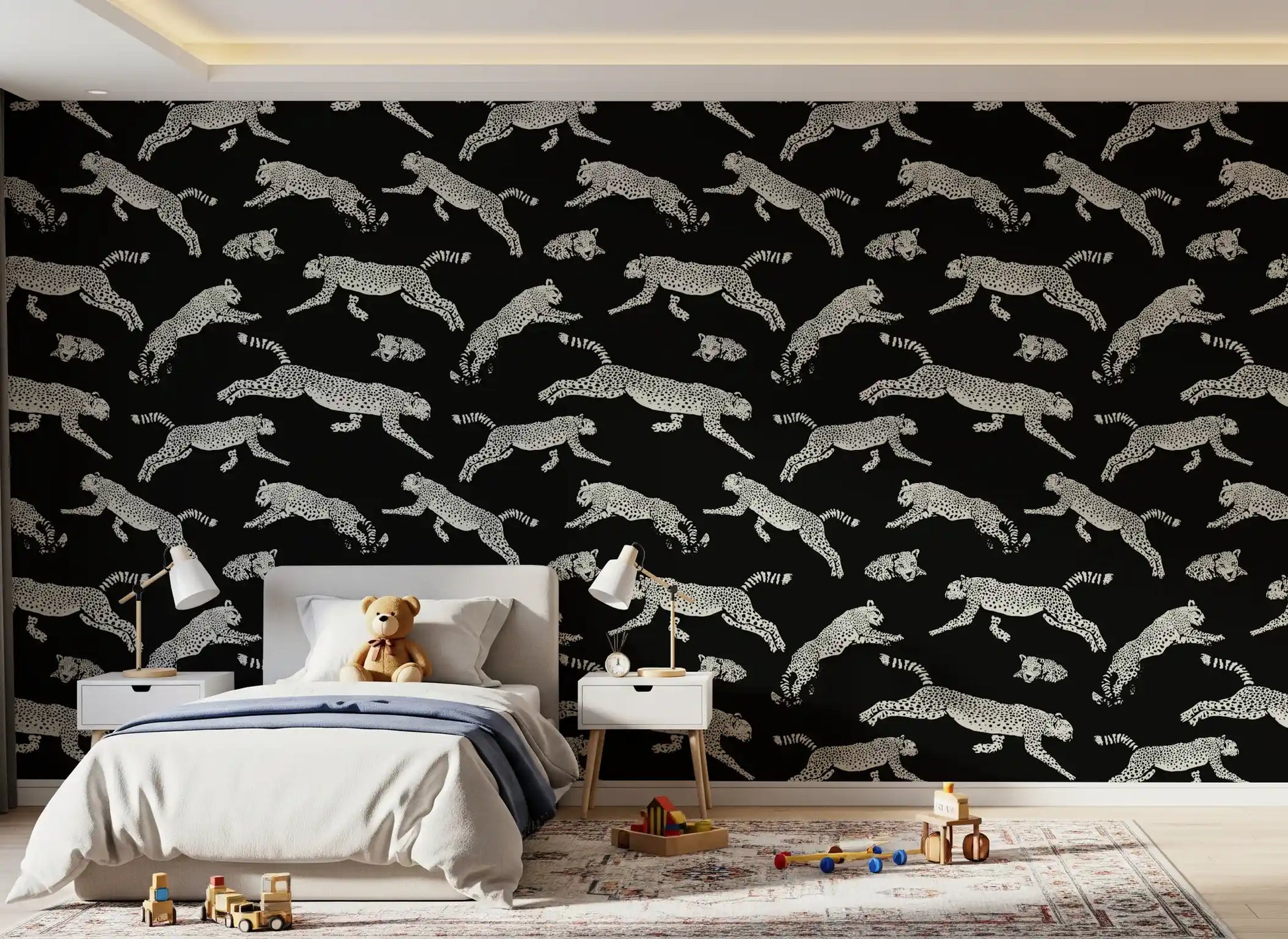 Monochrome Cheetah Motion Pattern Wallpaper⁠