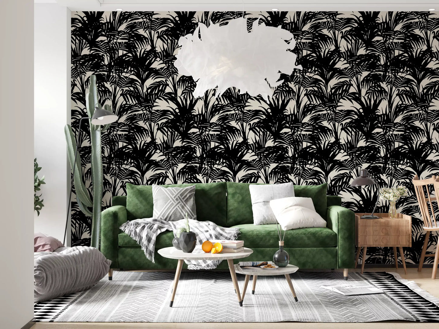 Monochrome Tropical Palm Silhouette Wallpaper⁠