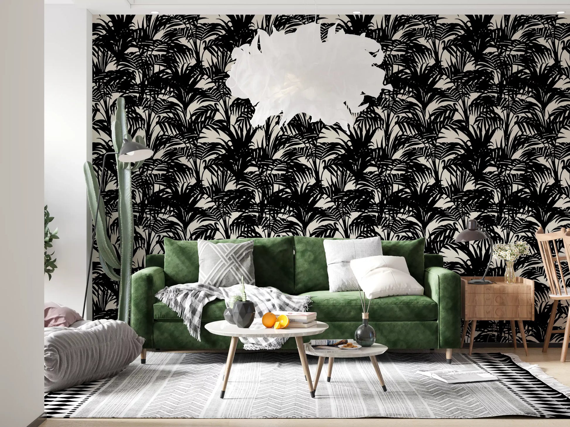 Monochrome Tropical Palm Silhouette Wallpaper⁠