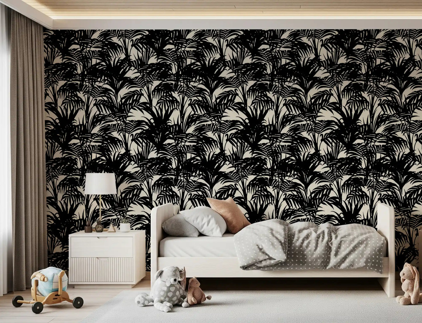 Monochrome Tropical Palm Silhouette Wallpaper⁠
